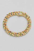 Tri Color Cuban Link Bracelet — presentation — Gold-tone