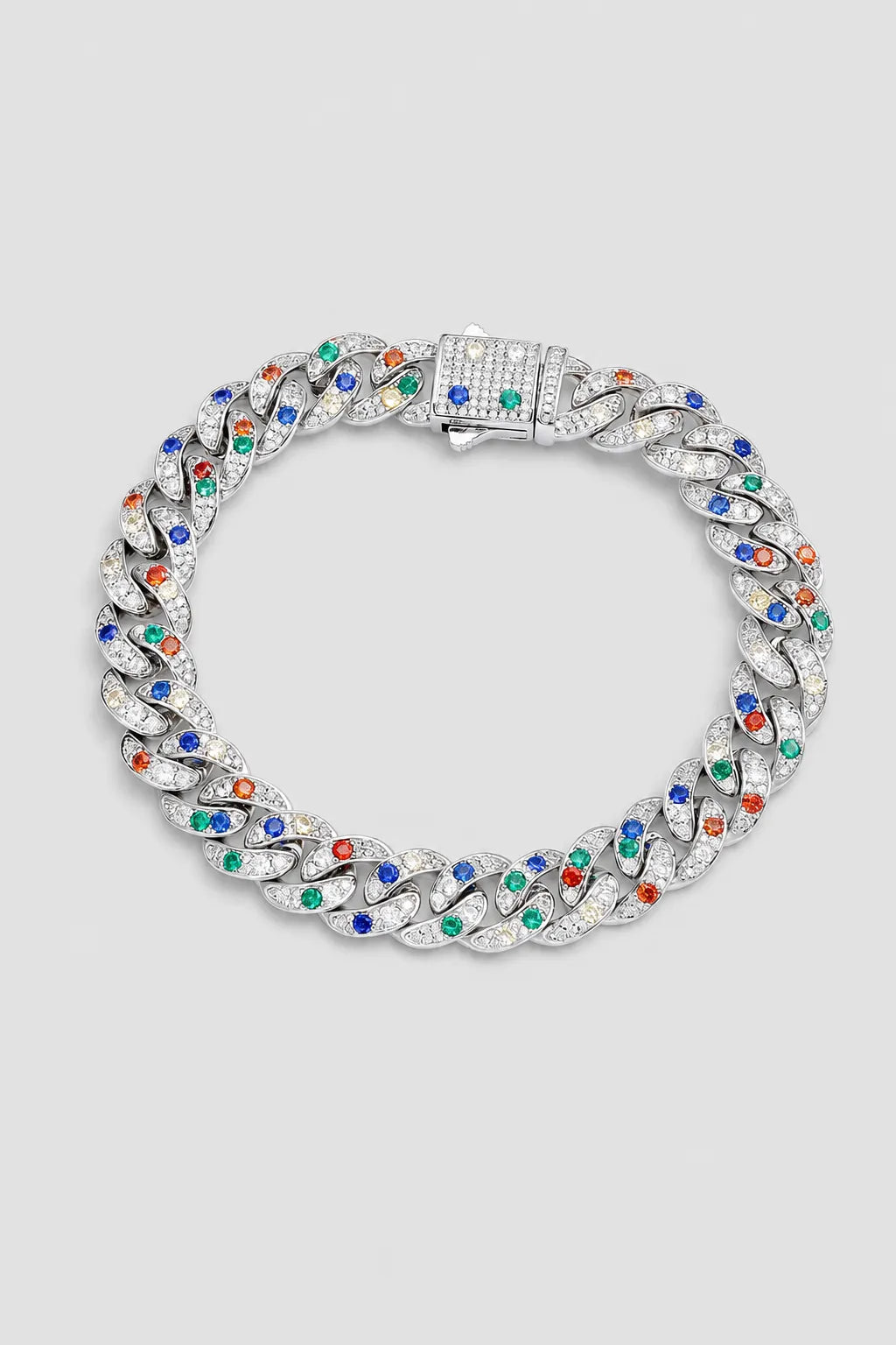 Tri Color Cuban Link Bracelet — variant — Silver-tone