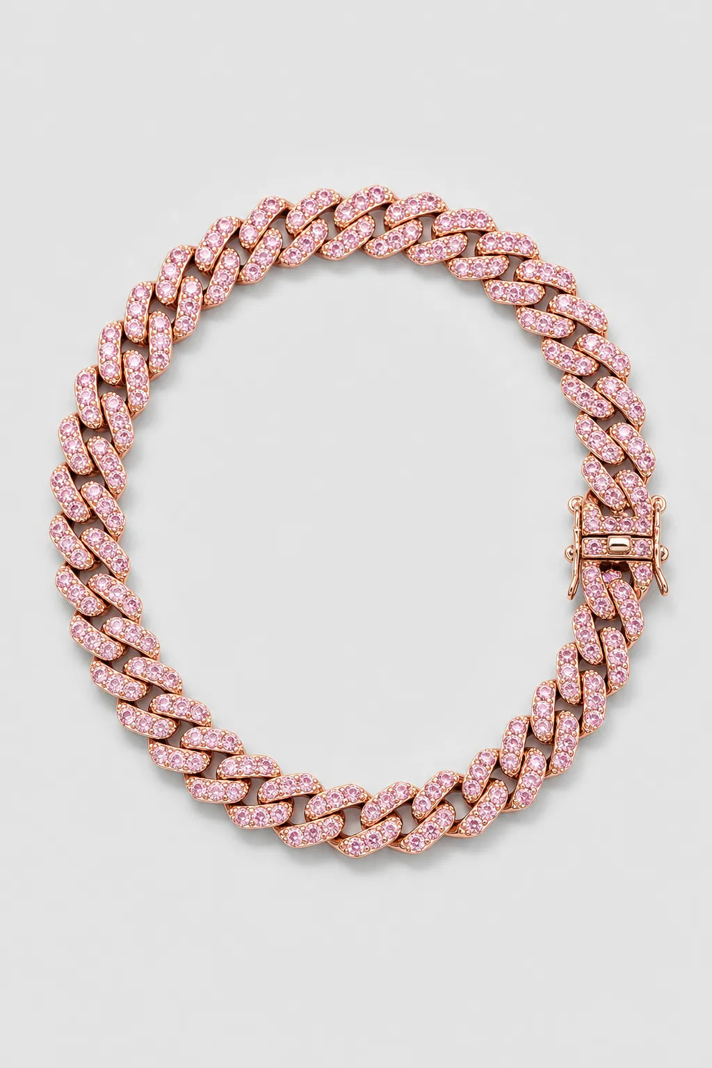 pink cuban link bracelet — presentation — all pink cz