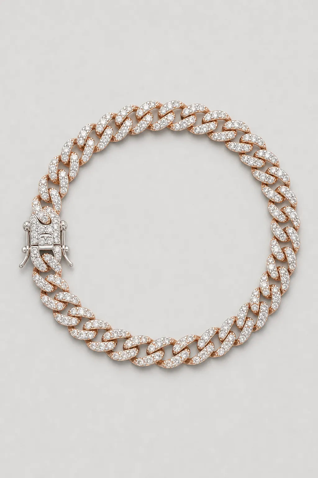 pink cuban link bracelet — variant — white cz