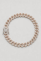 pink cuban link bracelet — variant — white cz