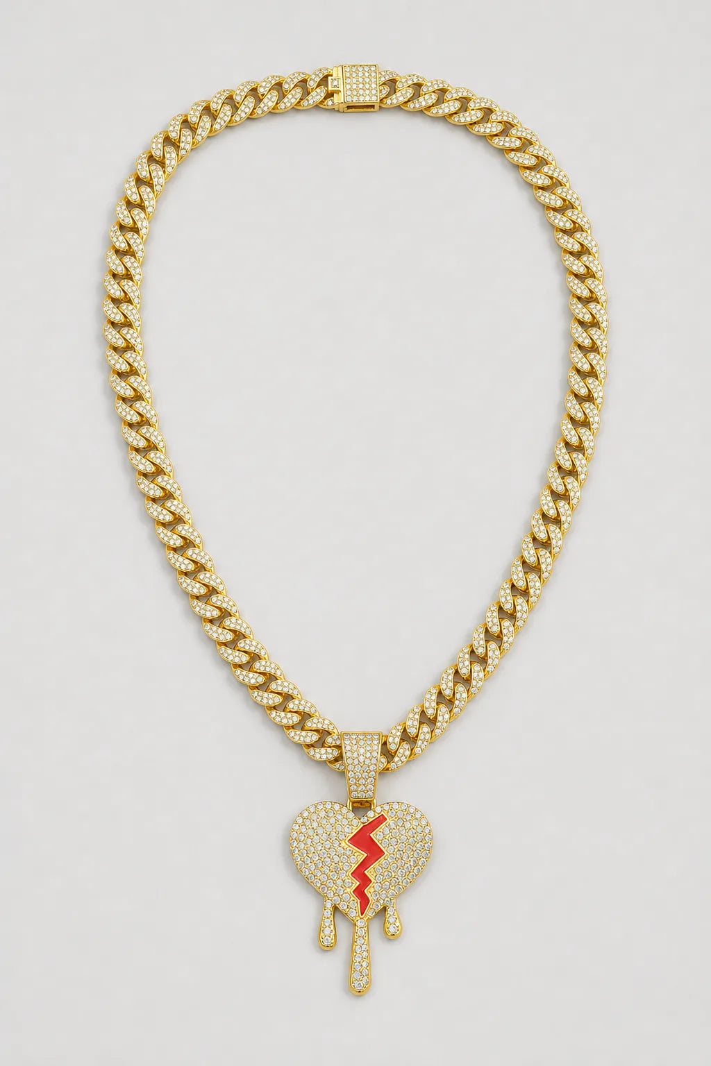Broken Heart Cuban Chain — presentation — gold-tone