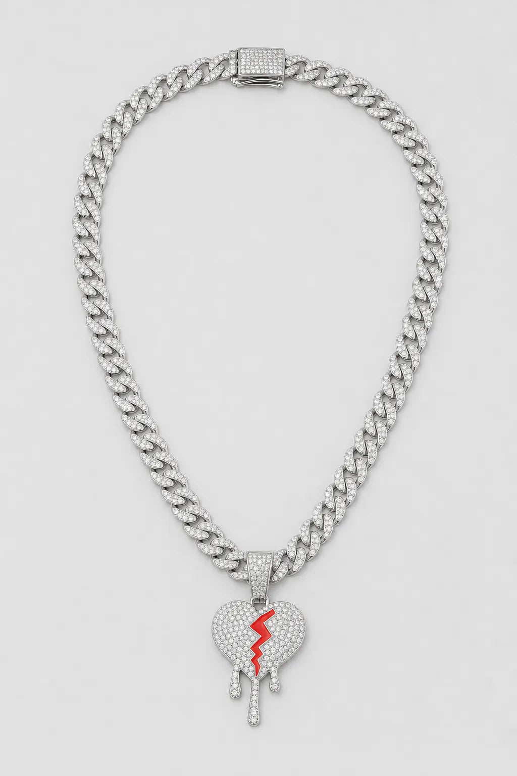 Broken Heart Cuban Chain — variant — silver-tone