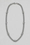 Barbed Wire Cuban Link Chain - Silver-tone Necklace — presentation — silver-tone