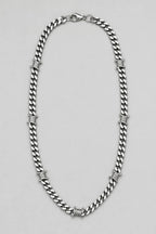 Barbed Wire Cuban Link Chain - Silver-tone Necklace — presentation — silver-tone