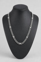 Barbed Wire Cuban Link Chain - Silver-tone Necklace — stand — silver-tone