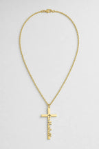 Cuban Link Chain with Engraved Cross Pendant — variant — gold-tone