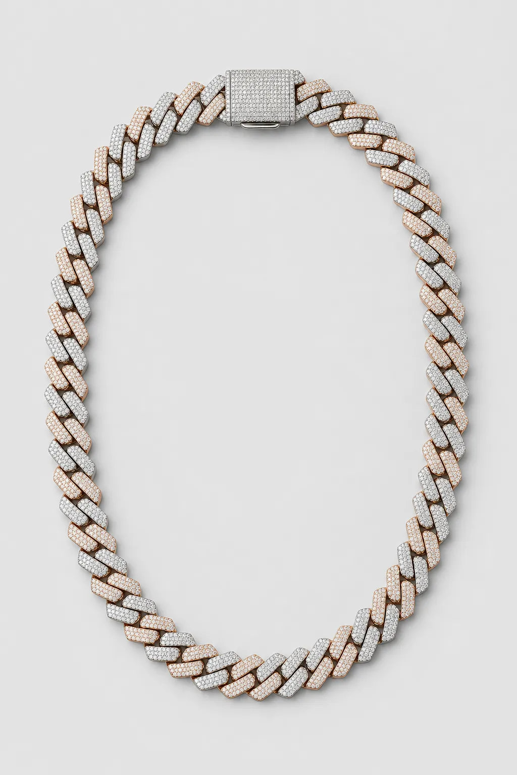 Two-Tone Cuban Link Chain — presentation — rose-gold-tone and silver-tone