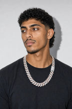 Two-Tone Cuban Link Chain — worn — rose-gold-tone and silver-tone