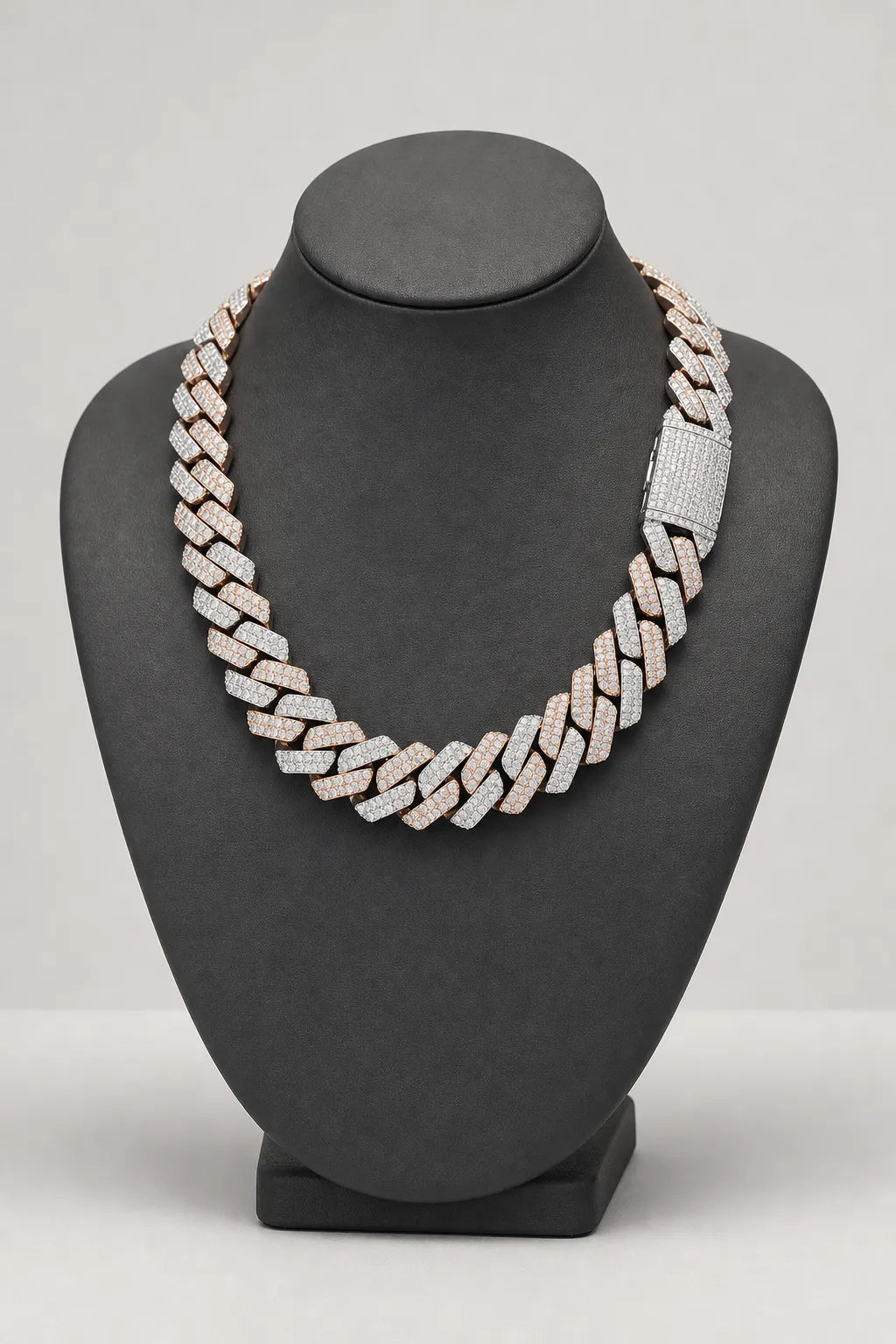 Two-Tone Cuban Link Chain — stand — rose-gold-tone and silver-tone