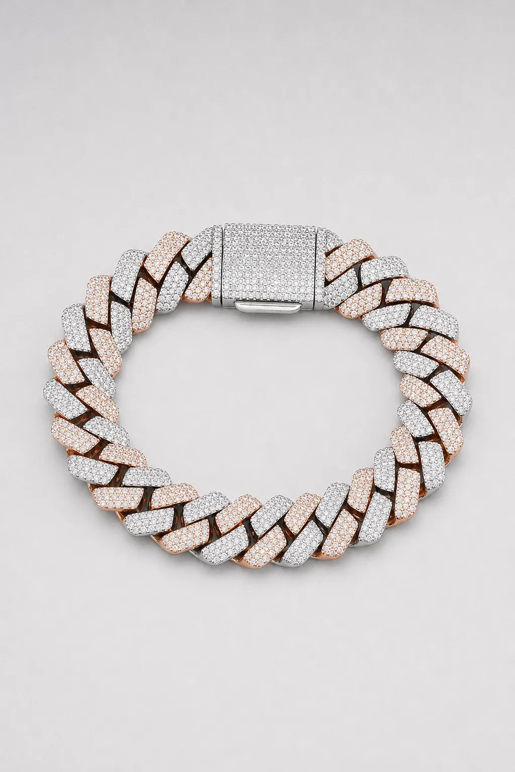 Two-Tone Cuban Link Chain — variant — rose-gold-tone and silver-tone