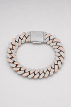 Two-Tone Cuban Link Chain — variant — rose-gold-tone and silver-tone