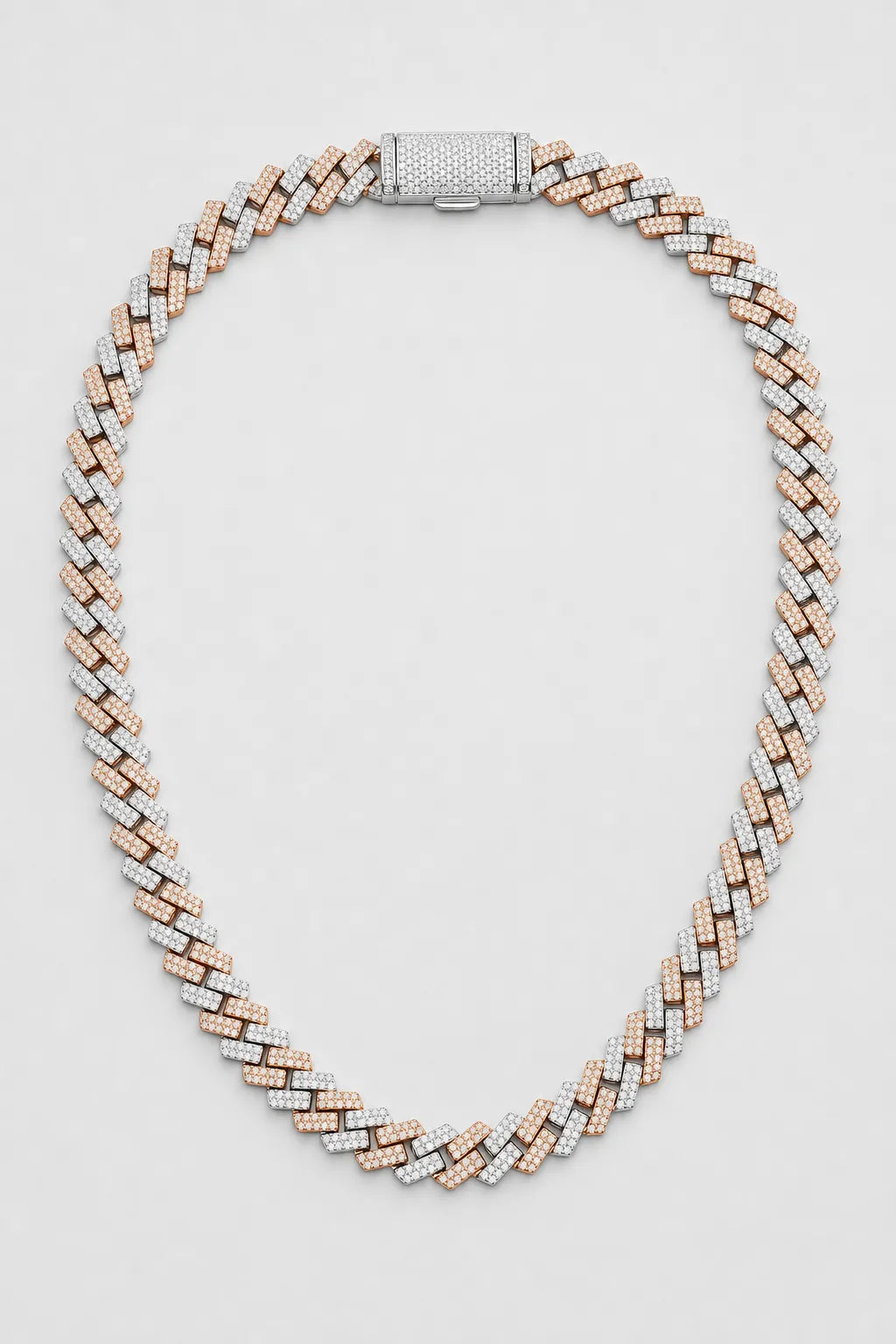 Two-Tone Cuban Link Chain — variant — rose-gold-tone and silver-tone