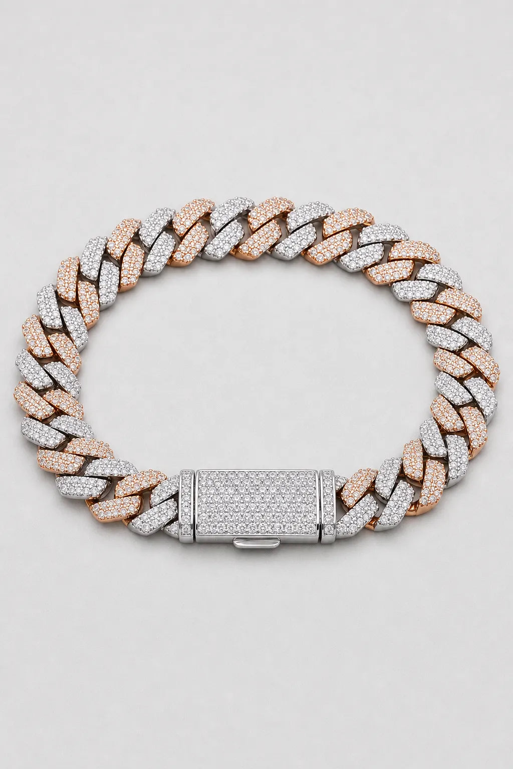 Two-Tone Cuban Link Chain — variant — rose-gold-tone and silver-tone