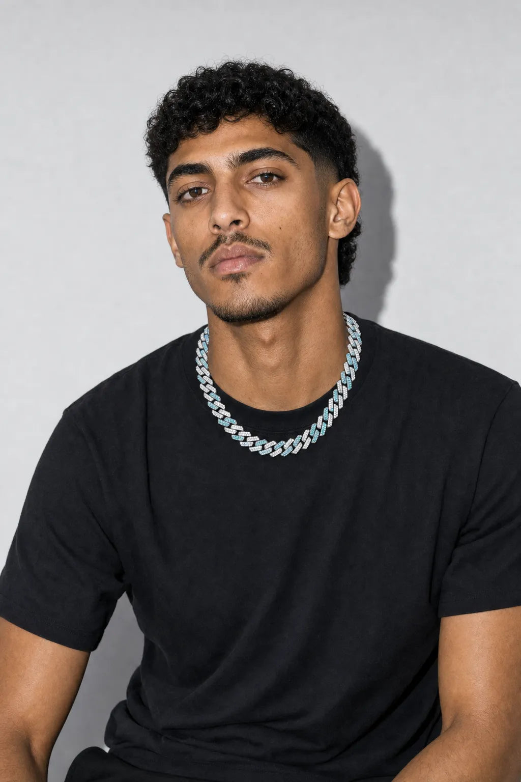 Blue Cuban Link Chain — worn — Blue