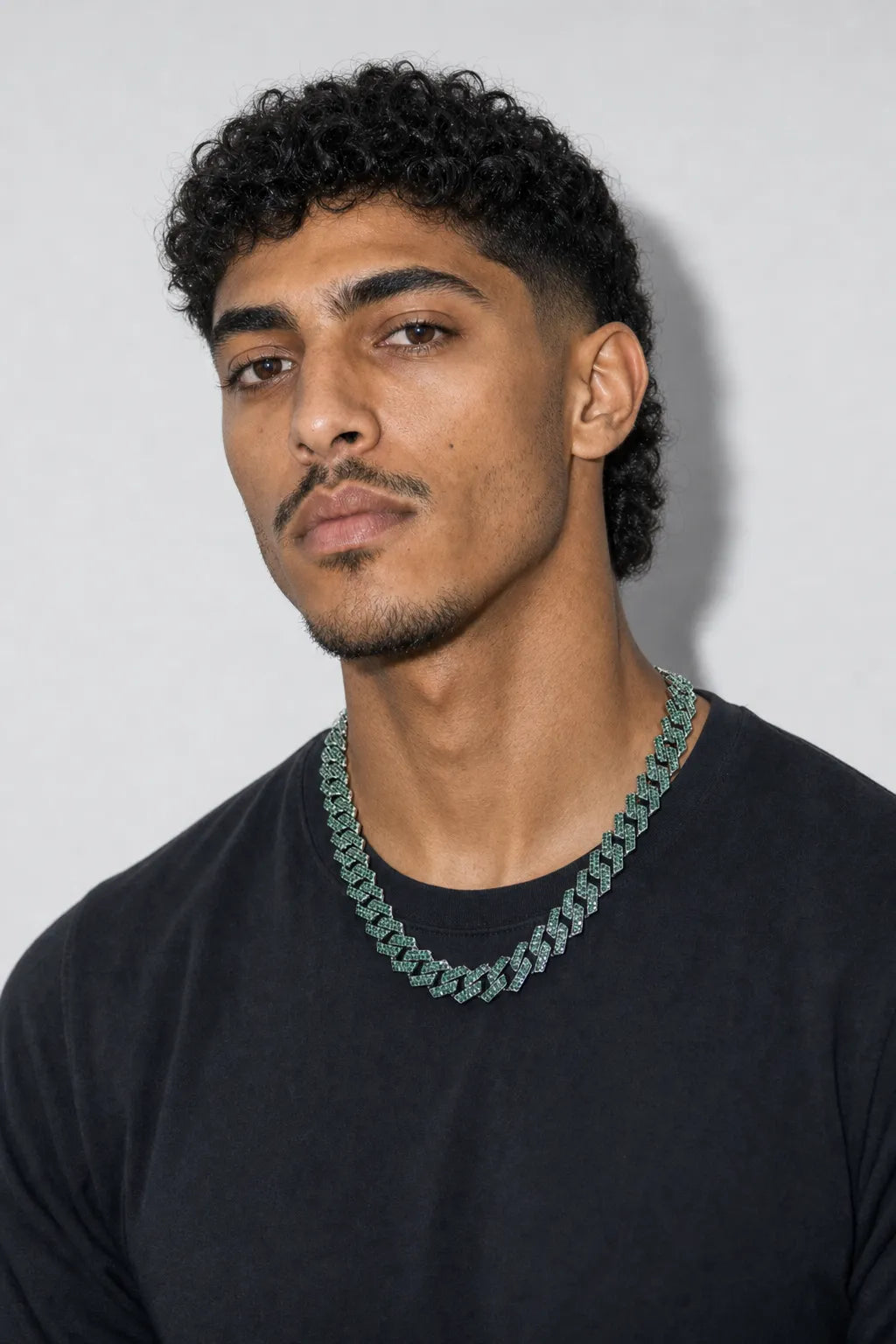 Green Cuban Link Chain — worn — green