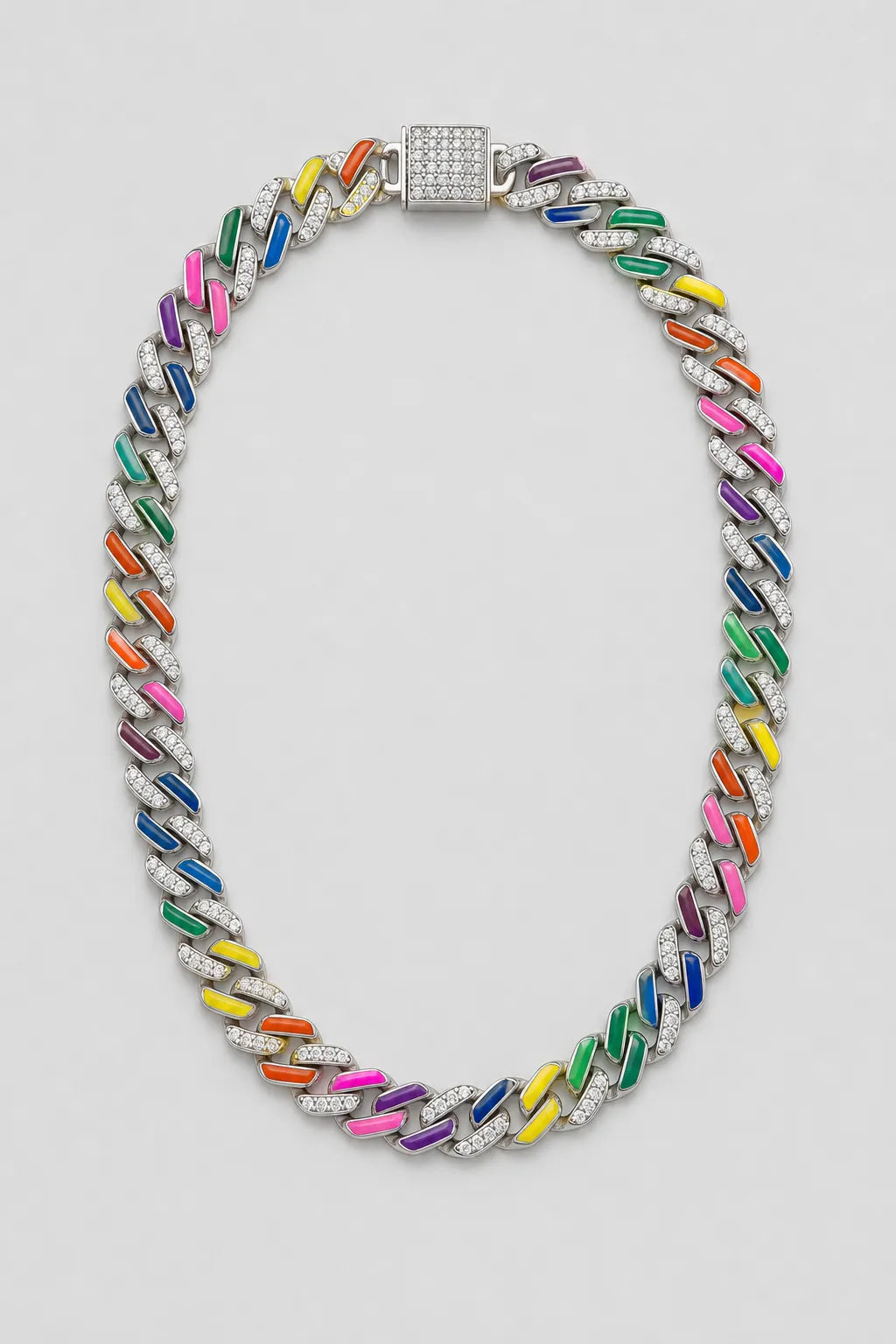 Rainbow Cuban Link Chain — presentation — rainbow