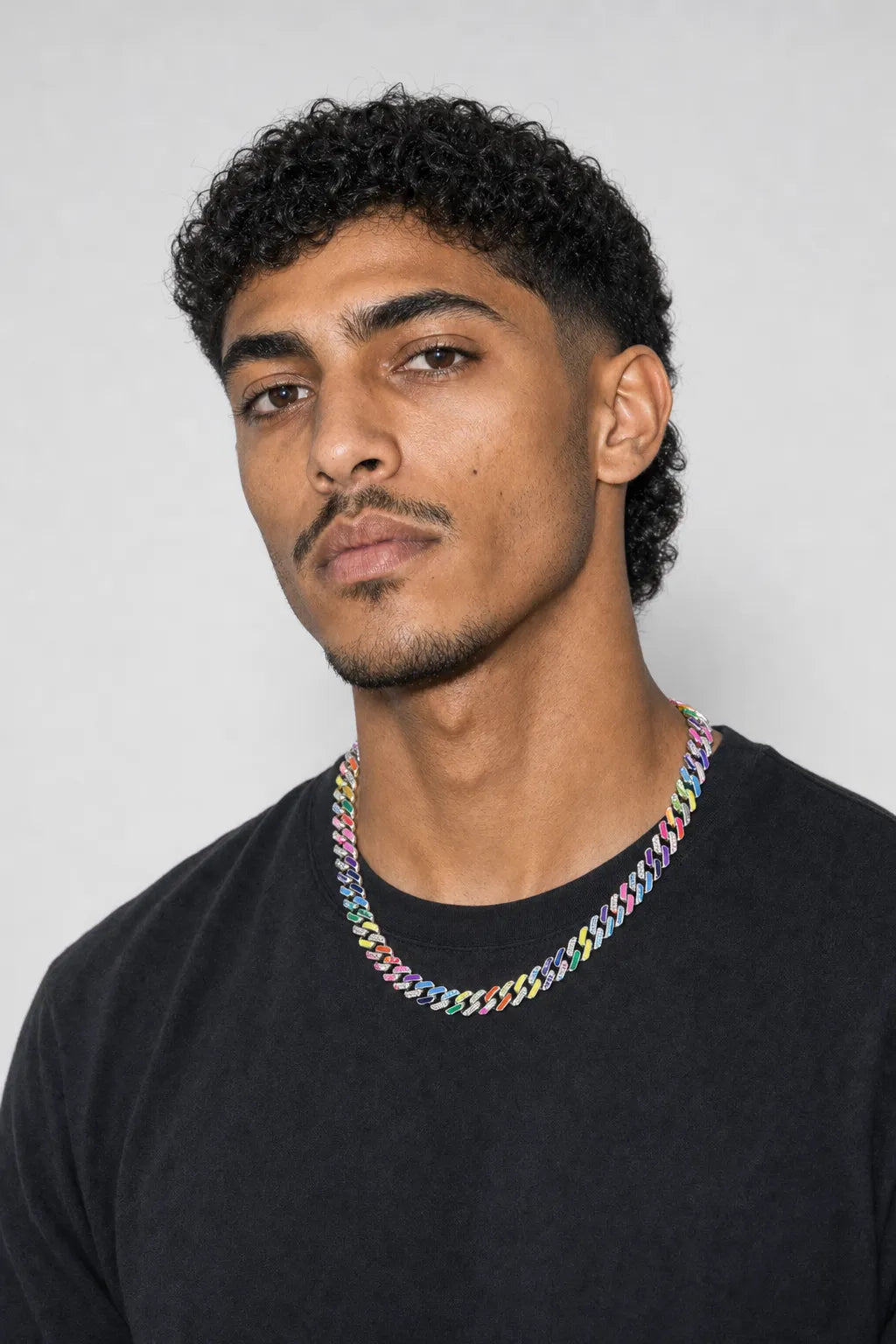 Rainbow Cuban Link Chain — worn — rainbow