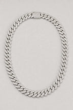 Iced Out Cuban Link Chain Choker — Gold-tone & Silver-tone — presentation — Silver-tone