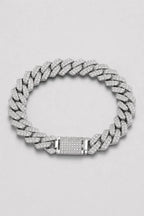 Iced Out Cuban Link Chain Choker — Gold-tone & Silver-tone — variant — Silver-tone
