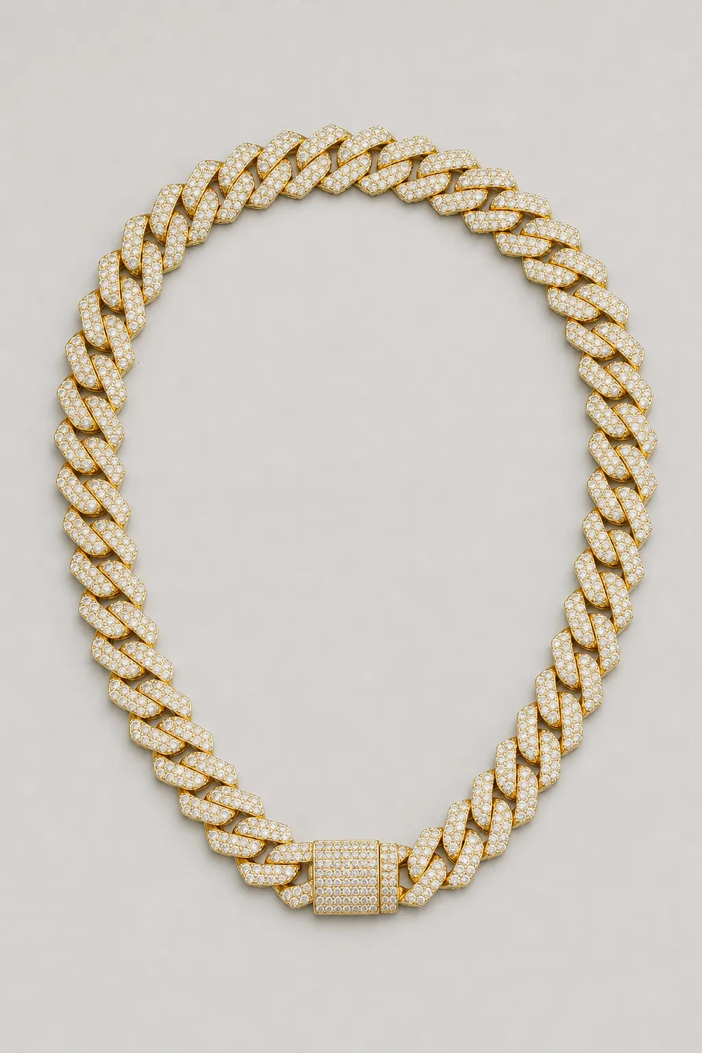 Iced Out Cuban Link Chain Choker — Gold-tone & Silver-tone — variant — Gold-tone