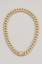 Iced Out Cuban Link Chain Choker — Gold-tone & Silver-tone — variant — Gold-tone