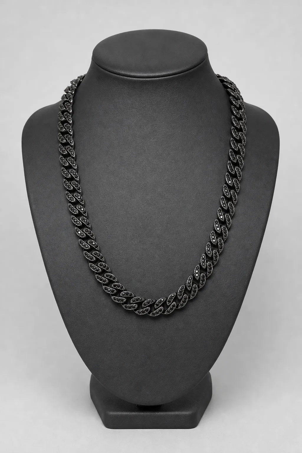 Black Iced Out Cuban Chain — stand — black-tone