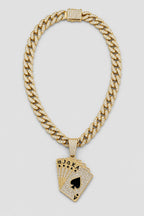 Cuban Chain Playing Card Necklace — presentation — Gold-tone