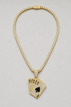 Cuban Chain Playing Card Necklace — variant — Gold-tone
