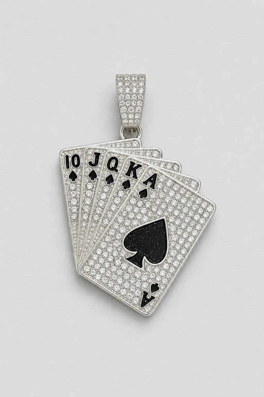 Cuban Chain Playing Card Necklace — variant — Silver-tone