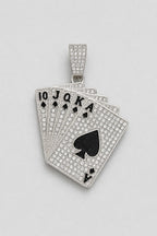 Cuban Chain Playing Card Necklace — variant — Silver-tone