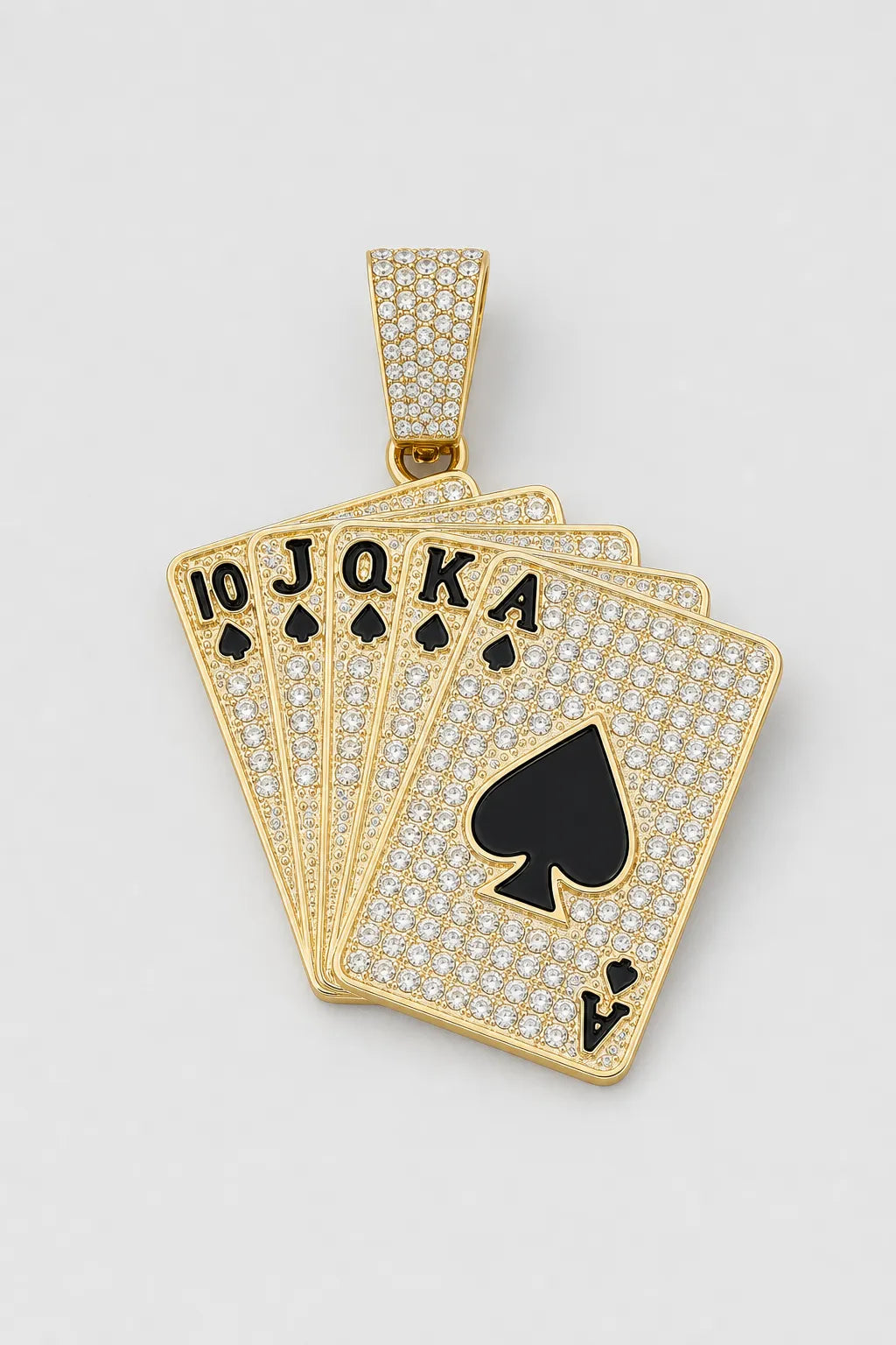 Cuban Chain Playing Card Necklace — variant — Gold-tone
