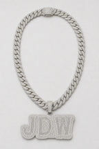 Cuban Link Chain Letter Pendant Necklace — variant — Silver