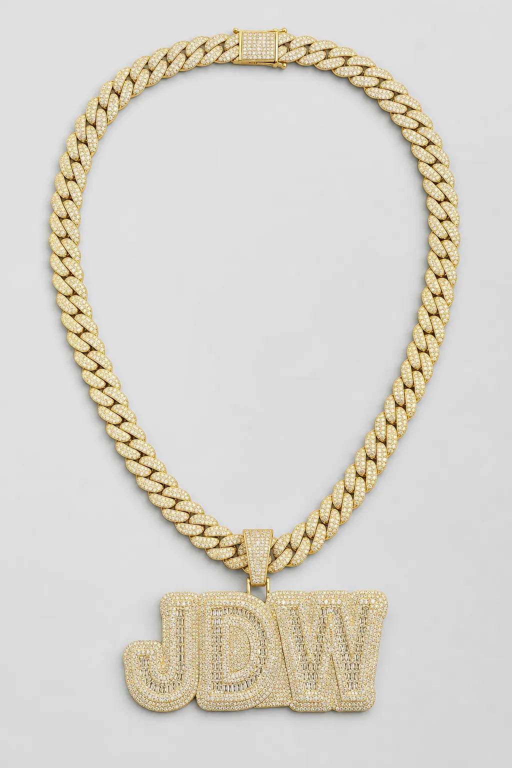 Cuban Link Chain Letter Pendant Necklace — variant — Gold