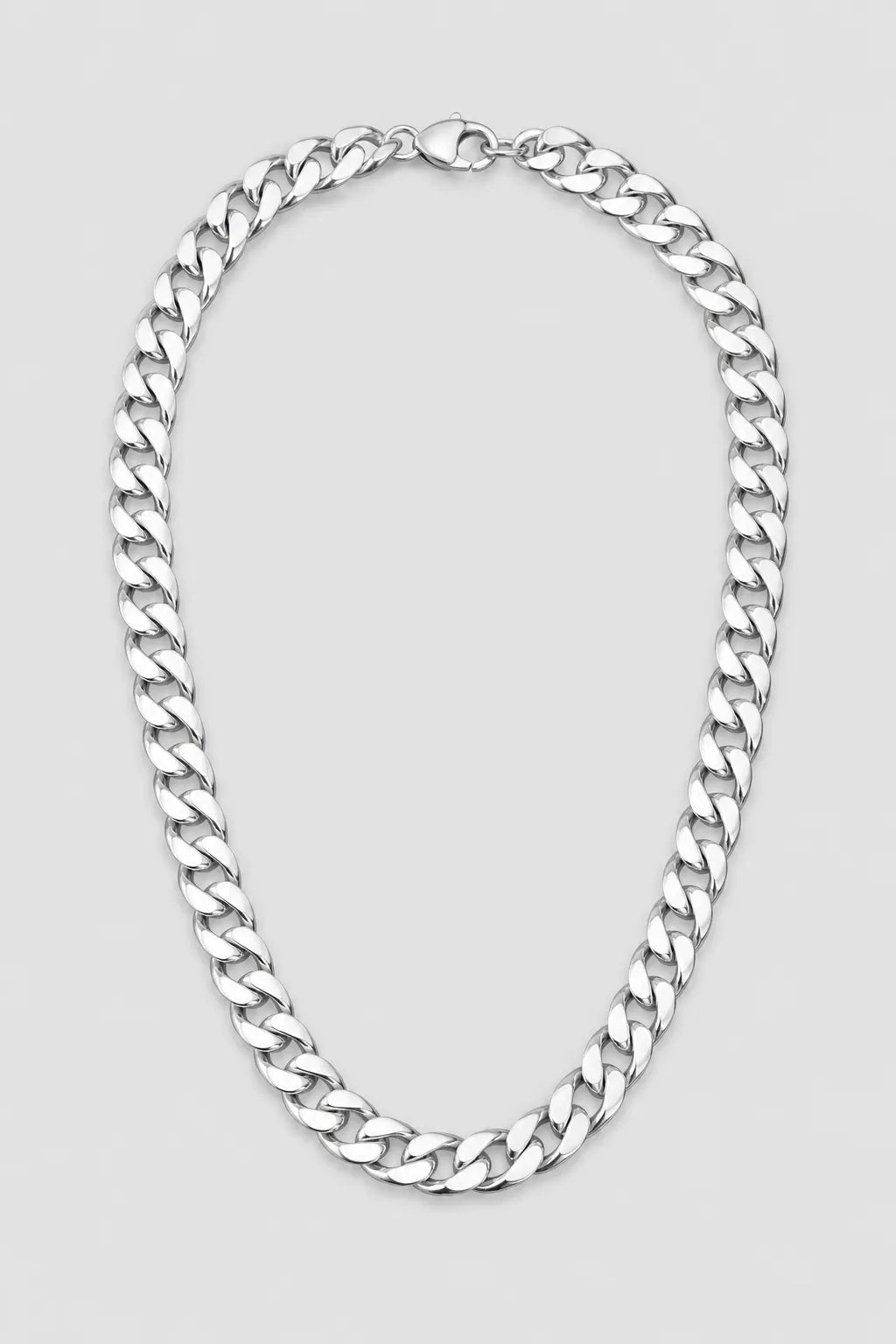 17mm Silver-Tone Cuban Link Chain — presentation — Silver-tone