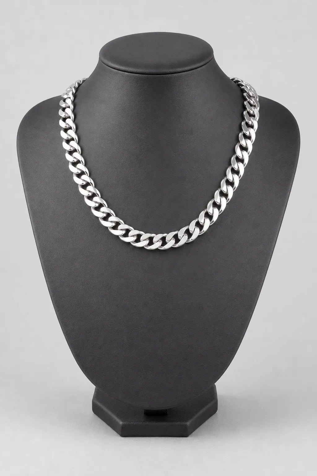 17mm Silver-Tone Cuban Link Chain — stand — Silver-tone