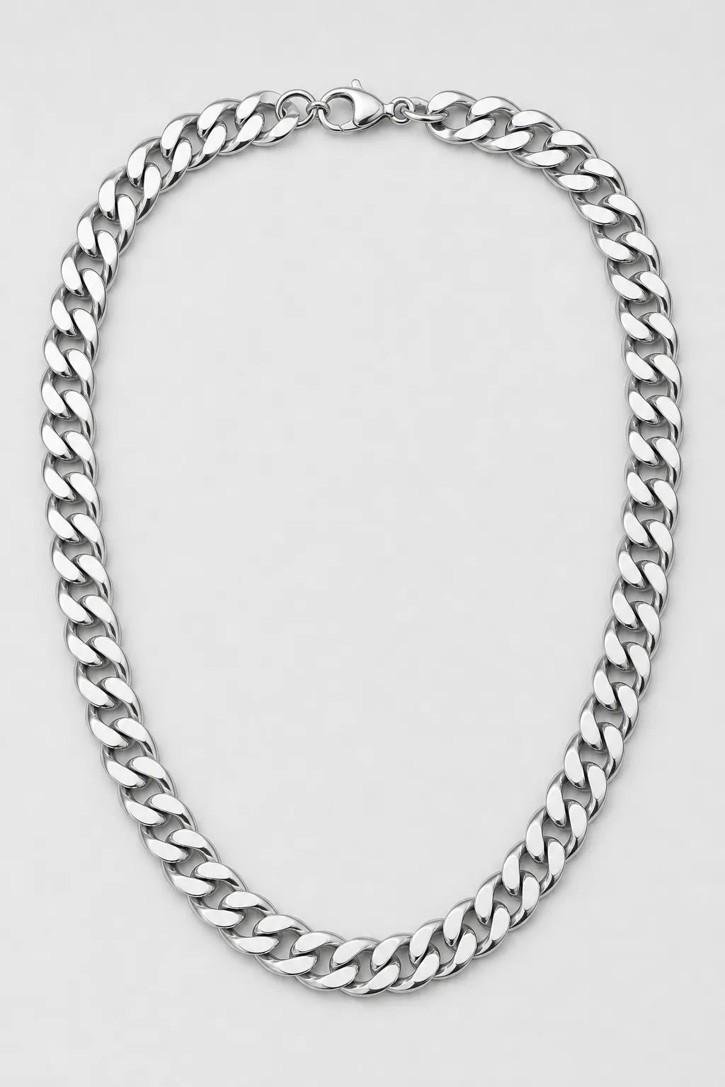 15mm Silver-tone Cuban Link Chain — presentation — Silver-tone