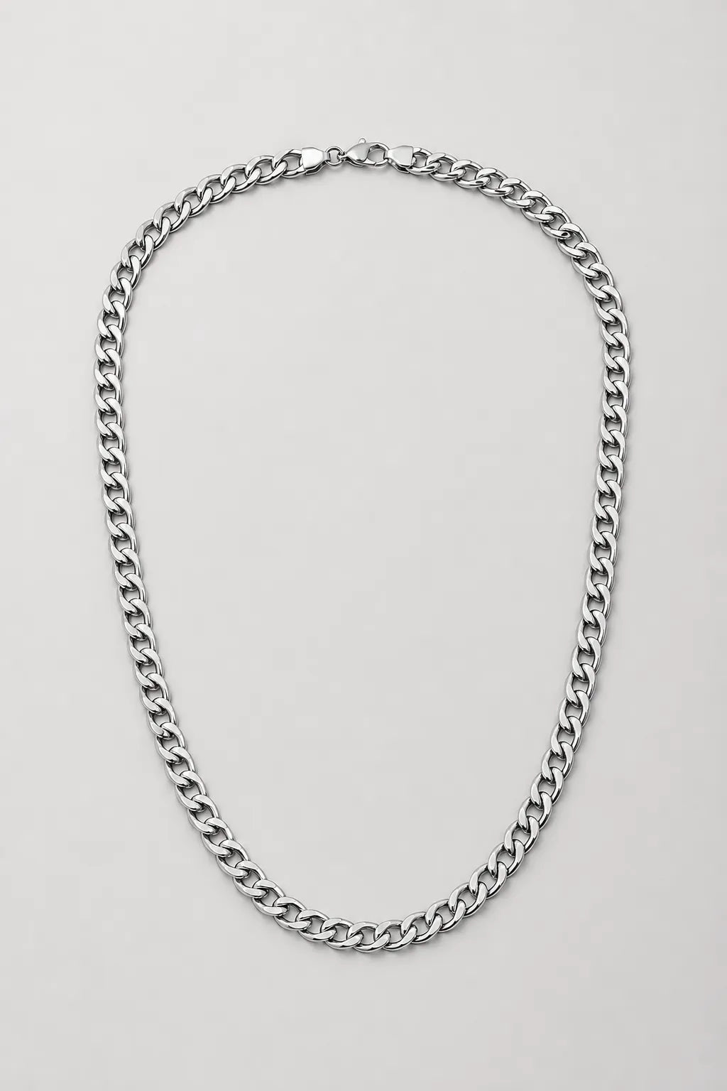 6mm Silver-tone Cuban Link Chain — presentation — silver-tone