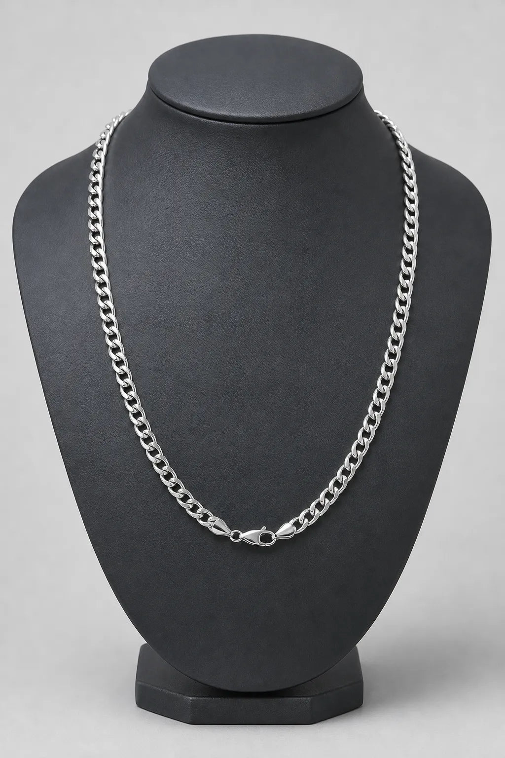 6mm Silver-tone Cuban Link Chain — stand — silver-tone