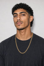 7.5mm Gold-Tone Cuban Link Chain — worn — Gold-tone