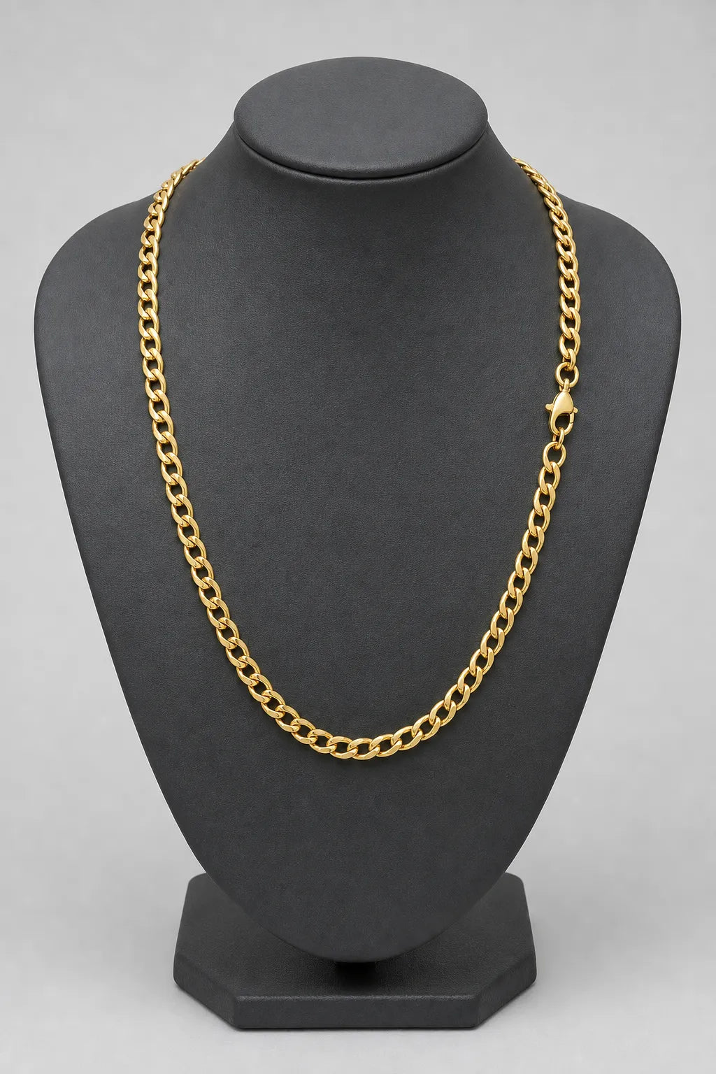 7.5mm Gold-Tone Cuban Link Chain — stand — Gold-tone
