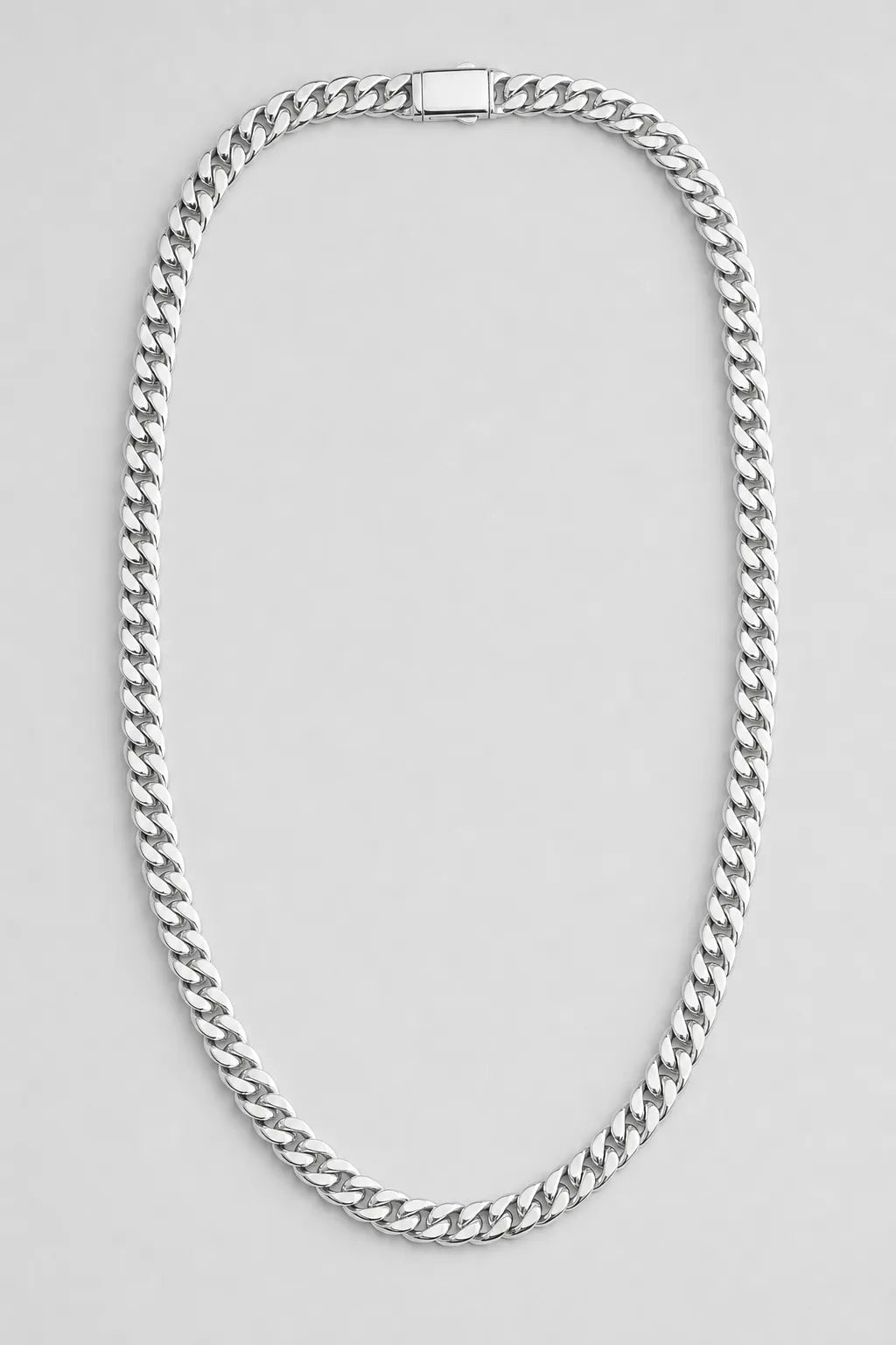 8mm Silver Cuban Link Chain — presentation — Silver