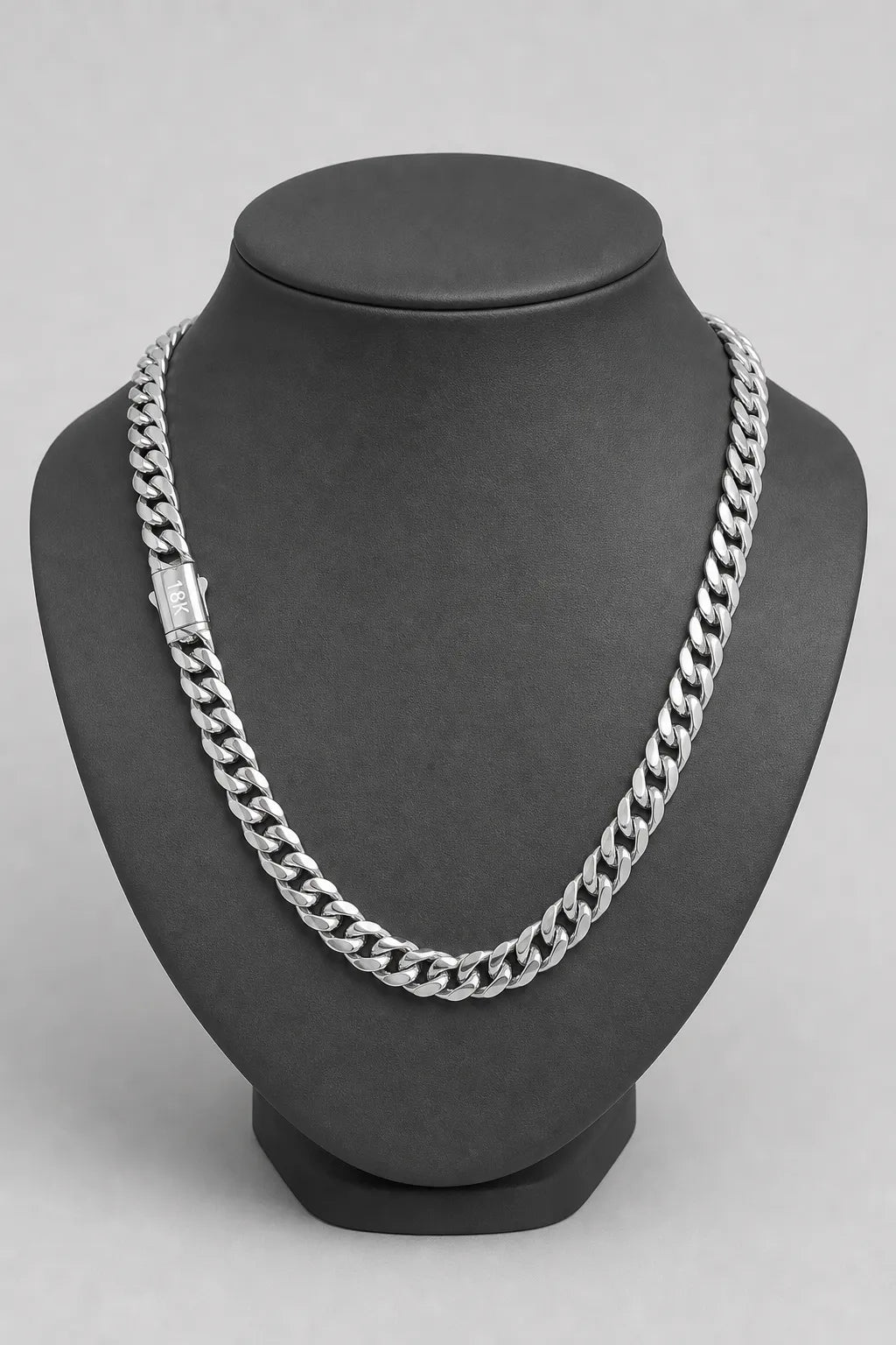 8mm Silver Cuban Link Chain — stand — Silver