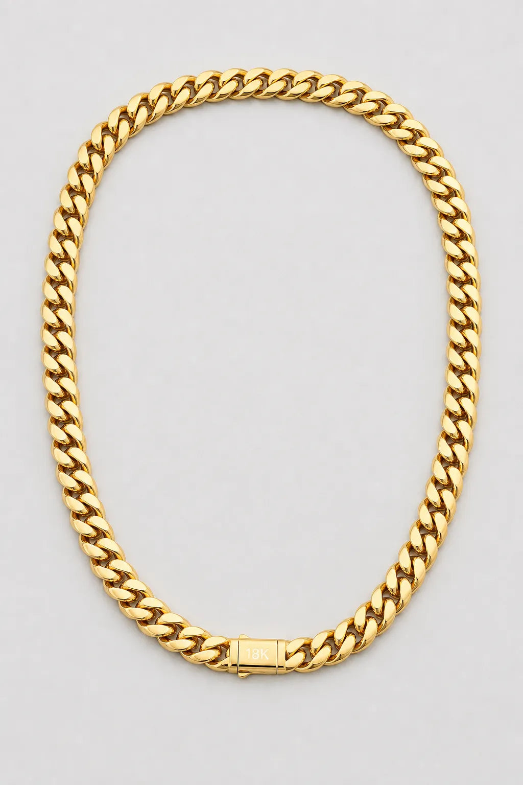 8mm Gold-Tone Cuban Link Chain — presentation — Gold-tone