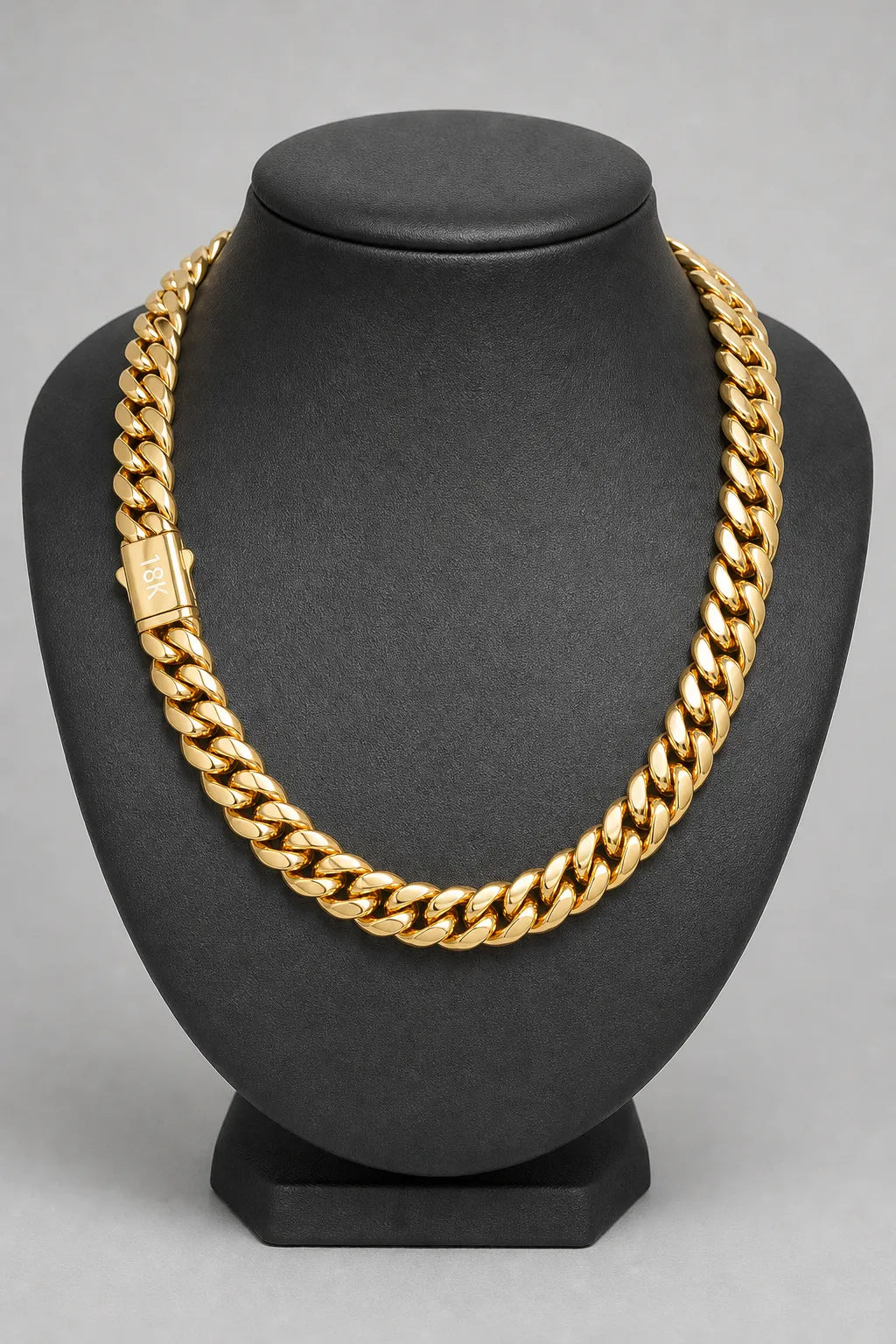 8mm Gold-Tone Cuban Link Chain — stand — Gold-tone