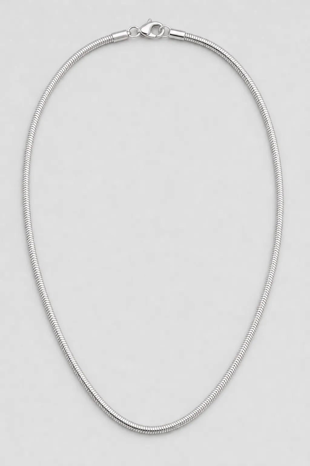3mm Silver-Tone Snake Chain — presentation — Silver-tone