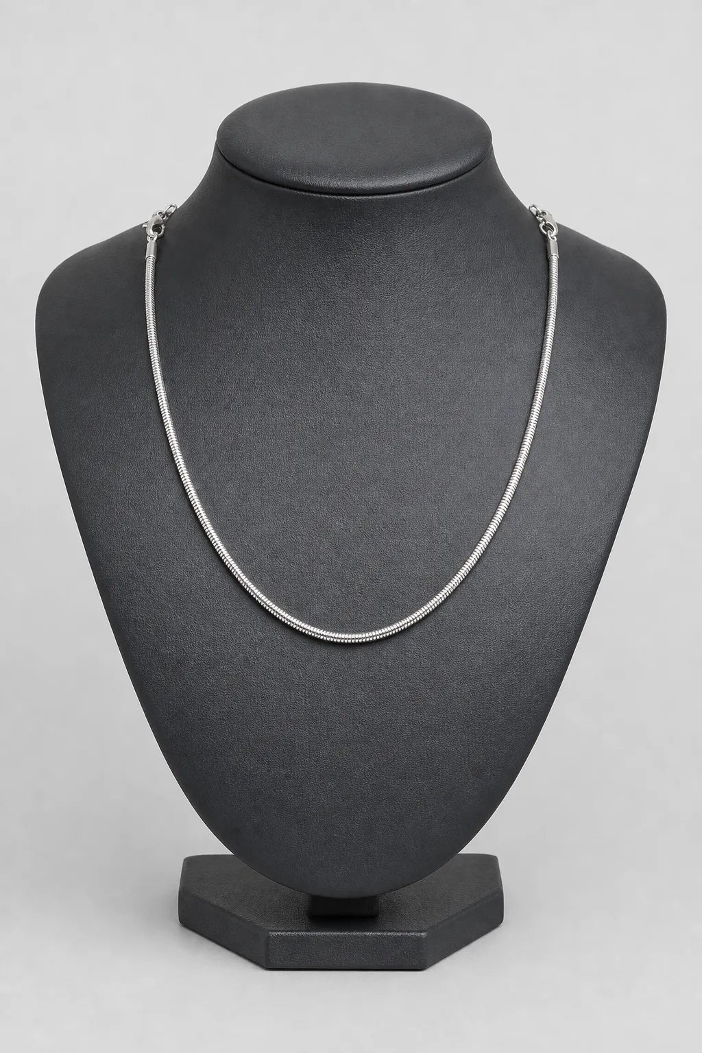 3mm Silver-Tone Snake Chain — stand — Silver-tone