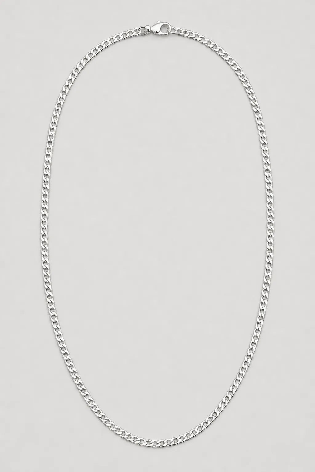 3mm Silver-tone Cuban Link Chain — presentation — Silver-tone