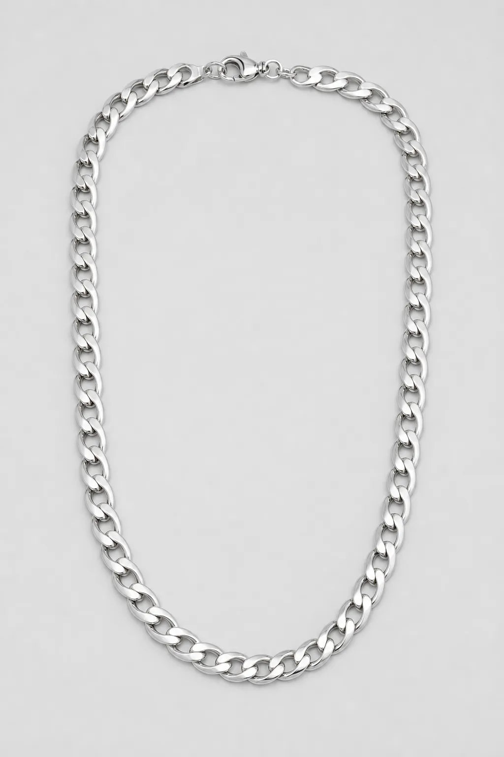 7.5mm Silver-Tone Cuban Link Chain — presentation — silver-tone