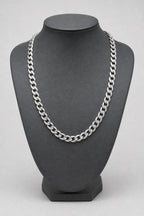 7.5mm Silver-Tone Cuban Link Chain — stand — silver-tone